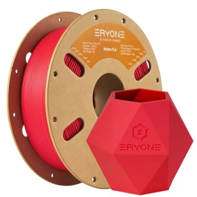 Imagen de Filamento PLA mate ERYONE para impresora 3D, 1,75 mm, tolerancia: ± 0,03 1 kg (2,2 libras) / rollo, rojo