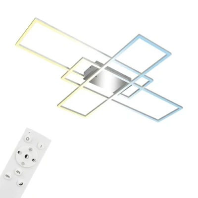 Imagen de Briloner lámpara de techo LED con mando a distancia, regulable, ajustable blanco cálido frío, LED, techo, 104x71x9,5 cm, Cromo