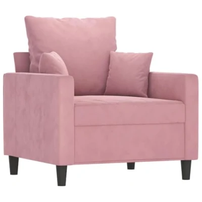 Imagen de vidaXL Sillón, Silla Tapizada con Respaldo Reposabrazos, Sofá de Relax Descanso Televisión, Asiento para Salón Hogar, Terciopelo Rosa