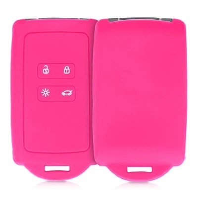 Imagen de kwmobile Funda de Silicona Compatible con Renault Llave Coche Smart Key 4 Botones (Solo Keyless Go) Carcasa Protectora para Llavero Case Mando Auto Rosa Fucsia