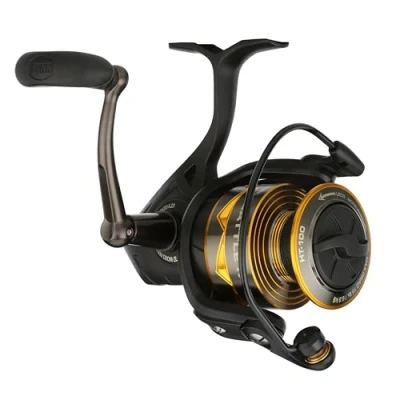 Imagen de PENN Carrete Giratorio Battle® IV, para Pesca de Agua Salada con señuelo y Cebo, Bobina Aluminio, Robusto ambidiestro 200 Tamaño del 6.2:1 Engranaje Negro, Dorado Ahumado