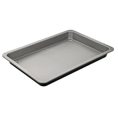 Imagen de Bandeja horno universal 42x29cm de acero, Rustidera para asados, Molde bizcocho rectangular con revestimiento antiadherente Teflón, libre PFOA, optimización del 30% energía, bicolor, ZENKER