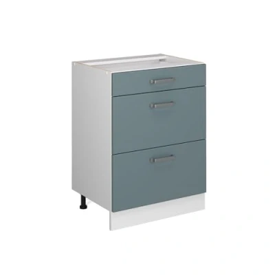 Imagen de Vicco Mueble bajo de Cocina R Line, Gris Azulado/Blanco, 60 cm con cajones, sin encimera