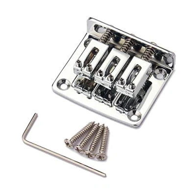 Imagen de Alnicov puente de guitarra eléctrica, fijo ajustable 3 cuerdas para eléctrica Cigarbox (cromo)