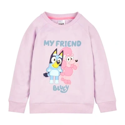 Imagen de Bluey Sudadera rosa con cuello redondo para niñas, rosa, 7 8 Years