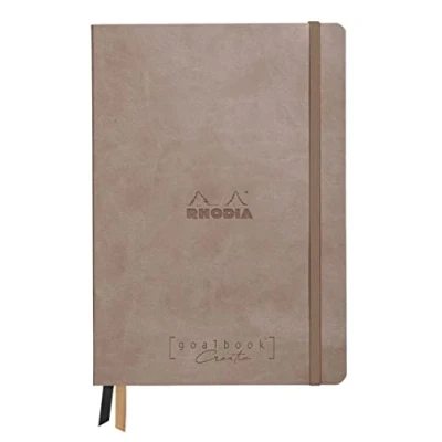 Imagen de Clairefontaine ES RHODIA 194441C Bullet Journal Goalbook Creation Taupe Cuaderno rígido A5 15,5x21x2 cm Dotted Dot 160 páginas Maya Smooth Black Paper 120 g/m 2 Ribbons