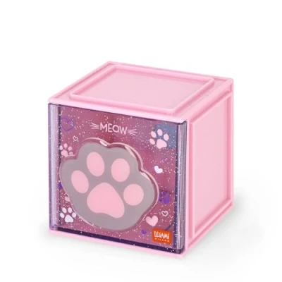 Imagen de Legami Cutie Cubes Caja de escritorio modular, Kitty, organizador escritorio, almacenamiento, hoja pegatinas incluida, apilable, multifuncional, ABS, 90 x 100 cm
