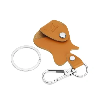 Imagen de Vola Soporte para púas de guitarra, funda llavero, color marrón, Llavero