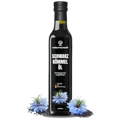 Imagen de naturwunsch aceite de comino negro, 250 ml, sin filtrar, prensado en frío, fresco Alemania, nigella sativa 100% puro