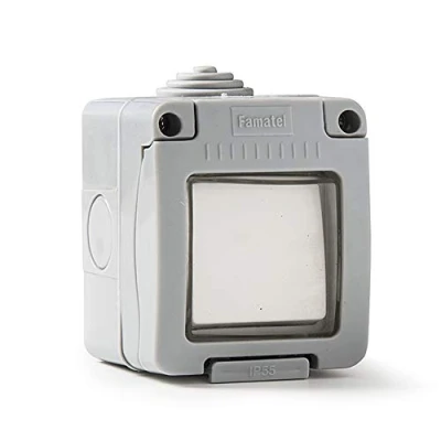 Imagen de FAMATEL Interruptor Conmutador Enchufe de empotrar Serie Garden IP55 A prueba agua Fácil instalar Aluminio Gris