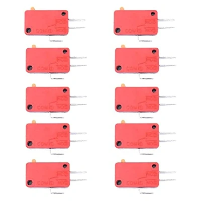 Imagen de WANGCL 10 microinterruptor, rojo, 3 pines, micro interruptor, interruptor de límite para mini interruptores Arcade