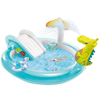 Imagen de INTEX 57165 Piscina infantil hinchable con dispersor de agua y tobogan cocodrilo, centro juegos para niños