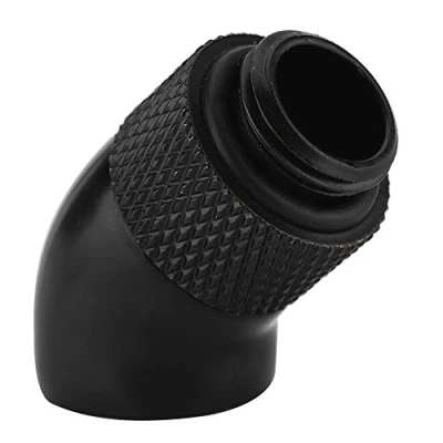 Imagen de Richer R G1/4 Inch Adaptador de Rosca Universal,Metal Bend 360ángulo conexión,Reemplazo para Refrigeración por Agua Computadora CPU(Latón Niquelado,Negro)