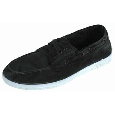 Imagen de Natural World Eco Zapatillas Hombre Náuticos de algodón orgánico y Caucho Color Negro 303E