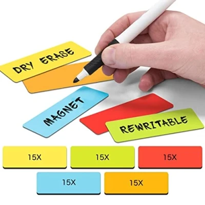 Imagen de 2DOBOARD Tiras magnéticas para Escribir 7,5 cm x 2,5 Multicolor 75 Unidades Planificador semanal pizarras y refrigeradores Rojo, Verde, Naranja, Azul, Amarillo