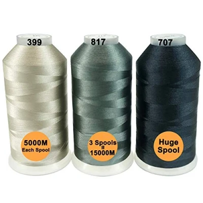 Imagen de New brothread Conjunto de 3 Diferentes Gris Colores Poliéster bordado Máquina Hilo Grande carrete 5000M para todas las máquinas
