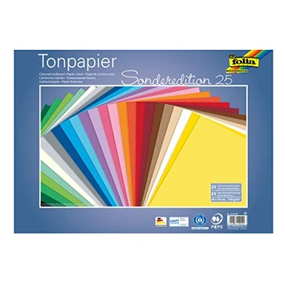 Imagen de folia Paquete Papel Surtidos de Aprox. 50 x 70 cm, 130 g/m Hojas en 25 Colores, para Manualidades y diseños creativos Tarjetas, Ventanas Scrapbooking, Multicolor (MAX Bringmann KG 67/25 99)