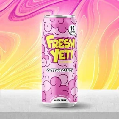 Imagen de Bebida FreshYeti Sabor Algodon de Azucar 24 Latas 500 ml SIN CAFEINA Refrescante Cotton Candy