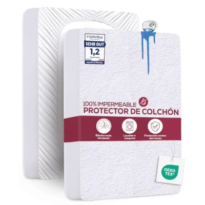 Imagen de Utopia Bedding Protector Colchón 180 x 200 30 cm Impermeable, Certificación Oeko Tex Funda Colchón, Cubre Transpirable, Elástico En Todo El Contorno