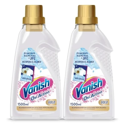 Imagen de Vanish Oxi Action Gold Quitamanchas multibeneficio para la ropa blanca, elimina olores y potenciador del lavado, en gel, sin lejía 2 x 1500 ml