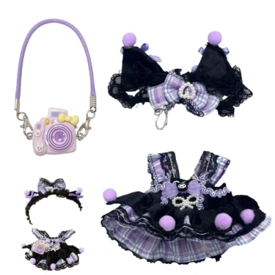 Imagen de LEERMEIZI Ropa de Muñeca 17 cm, Labubu Outfit, Juego cm para muñecas Labubu, Adecuado niños y niñas (F Sin incluir Juguetes Felpa)