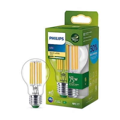 Imagen de Philips Bombilla LED Clásica Eficiente, Casquillo E27 5.7W, 1095 Lúmens, Luz Blanca Cálida 2700k, Clase Energetica A