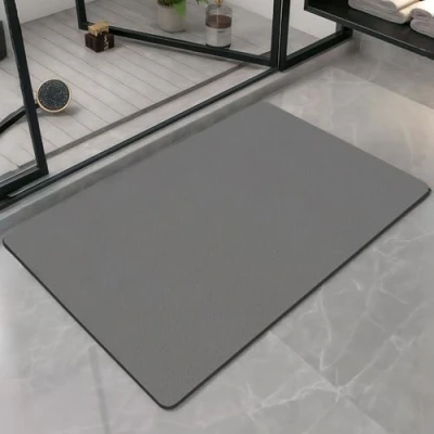 Imagen de Druuzyl Alfombra de Baño Antideslizante 40x60cm Gris Super Absorbente con Diatomita, Alfombrilla Ducha Lavable y Secado Rápido, para Bañera/Ducha/Cuarto
