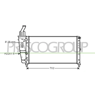 Imagen de PRASCO FT132R012 Radiador, refrigeración del motor Aluminio 630 322 23 Aletas unidas mecánicamente FIAT: Punto I Hatchback, LANCIA: Y