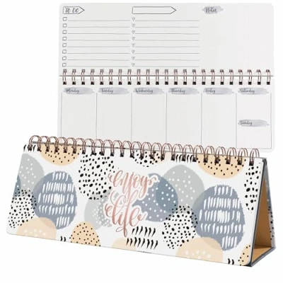 Imagen de SIGEL JP101 Jolie Agenda sobremesa semanal sin fecha Apricot Inspiration 100 g/m² 30 x 11,4 cm hardcover 124 páginas blanco, albaricoque, gris