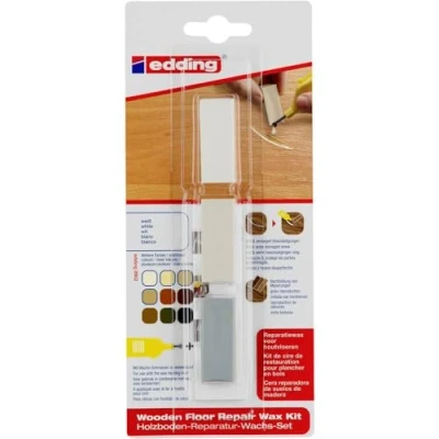 Imagen de edding 8902 juego de cera reparadora suelos madera blanco 3 ceras duras para reparar daños y arañazos en