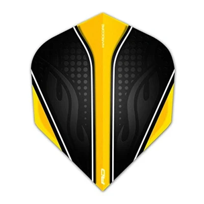 Imagen de RED DRAGON Hardcore Radical Negro y Amarillo Plumas de Dardos Estándar Extra Gruesos 4 Juegos por Paquete (12 vuelos en Total)
