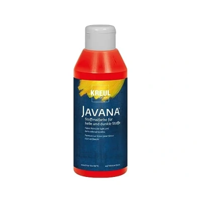 Imagen de KREUL 91463 Javana Pintura para Tejidos claros y Oscuros, Frasco 250 ml Rojo, Color Brillante a Base de Agua, carácter pastoso, Estampar estarcir, Red,