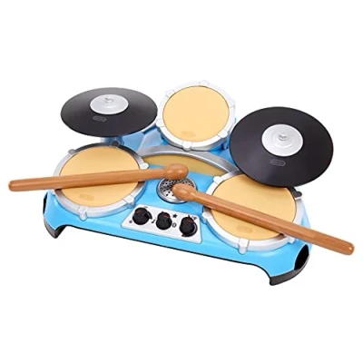 Imagen de Little Tikes My Real Jam Batería de juguete con baquetas y funda, 4 modos reproducción, control volumen, conectividad Bluetooth, Fomenta el juego creativo e imaginativo, Edad: 3+ años
