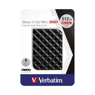 Imagen de Verbatim Store &#039;n&#039; Go Mini SSD 512 GB Negro 35 g Externo USB 3.0 Solid State Drive para Windows y Mac OS X Unidad portátil C Flash Externa