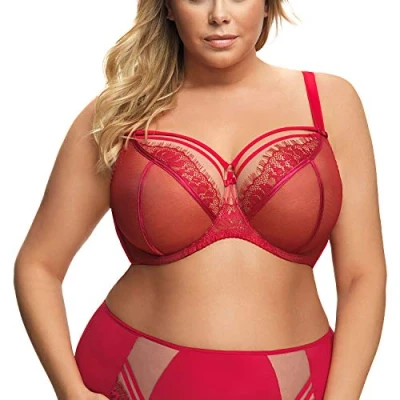Imagen de Gorsenia Sujetador Sin Relleno con Correas Decorativas para Mujer K496 Paradise, Rojo,100E