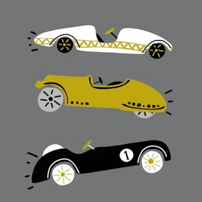 Imagen de Servilletas de papel con diseño coches carreras en gris, 20 unidades, para decoupage y decoupage, 33 x cm
