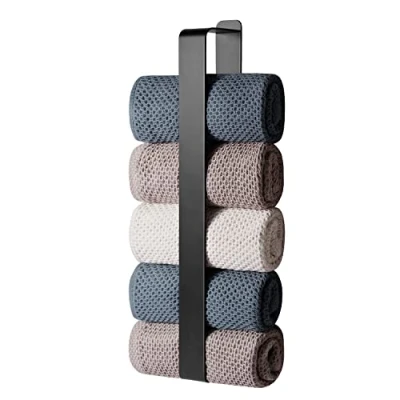 Imagen de Toallero sin taladrar, Soporte para Toallas de Invitados, Autoadhesivo, baño, Pared Acero Inoxidable (Negro, 42 cm)