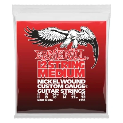 Imagen de Ernie Ball Medium Cuerdas para guitarra eléctrica de 12 cuerdas, entorchado níquel, calibre 11 52