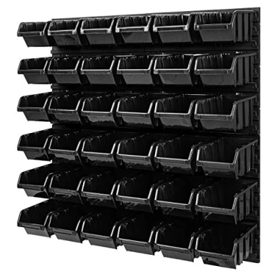 Imagen de Sistema de almacenamiento apilable, 772 x 780 mm, 36 unidades, para pared con agujeros herramientas, color negro