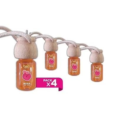 Imagen de Bali fragancias Pack de 4 Ambientadores coche ROSA 6 ml 0% alcohol, absorbe el mal olor tu vehículo