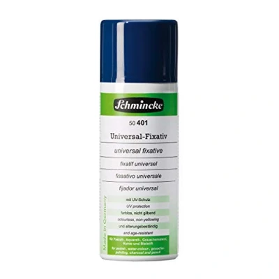 Imagen de Schmincke fijador universal, aerosol, 400 ml, 50 401 042, para pastel, acuarela, témpera, carboncillo, dibujos a lápiz, incoloro, secado rápido