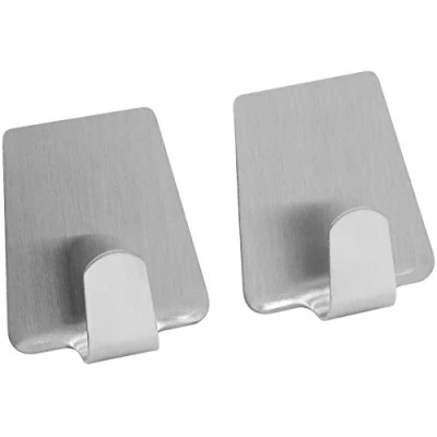 Imagen de Fackelmann Ganchos Adhesivos trapezoidales, 5 cm, 2 Unidades, de Acero Inoxidable, Plata, x 4 cm