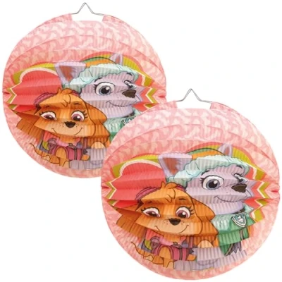 Imagen de com four® Linterna de Globo 2X Papel para niños San Martín Halloween y Desfile Luces Plegable (2 Piezas Ø 25cm Rosa Perro)