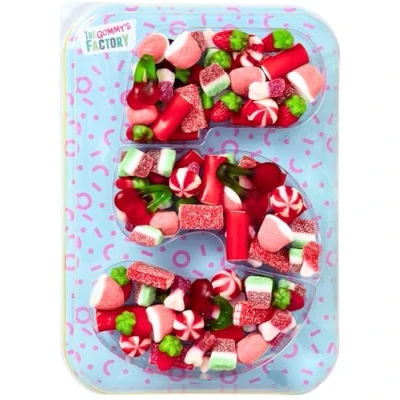 Imagen de Gommy&#039;s Factory Party Numbers nº 5. Tarta de gominolas para cumpleaños con forma números. 500g chuches