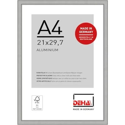 Imagen de DEHA Design marco de aluminio Boston, 21x29,7 cm (A4), Plata Mate