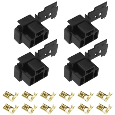 Imagen de ECSiNG Juego de 4 conectores H4 3 pines DJD031A 1 para faros delanteros, kit reparación enchufe con terminales, soporte bombilla, accesorios repuesto