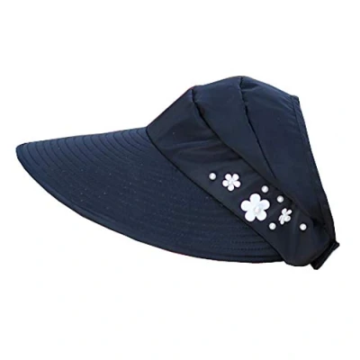 Imagen de Metyou YEKEYI Sombreros de sol para mujer, sombrero verano exteriores, protección UV, visera playa, gorras plegables, Negro, Talla única