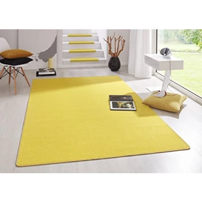 Imagen de Hanse Home Interior Fancy Alfombra Monocolor Moderna de Terciopelo para Comedor, salón, habitación los niños, Pasillo, Dormitorio, Cocina, Color Amarillo, 80 x 150 cm, Polipropileno
