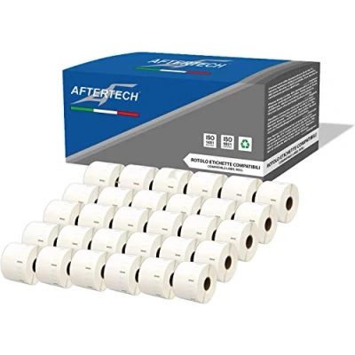 Imagen de Aftertech 30 x 11354 57 32 mm Rollos de etiquetas adhesivas compatibles (1000 etiquetas/rollo = 30000 totales) para Dymo LabelWriter Seiko SLP etiquetadoras impresoras S0722540