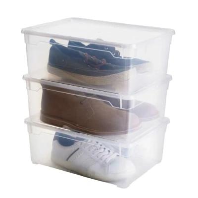 Imagen de Rotho Clear Juego de 3 cajas almacenamiento 10l con tapa, Plástico (PP) sin BPA, transparente, x (36.0 26.0 14.0 cm)